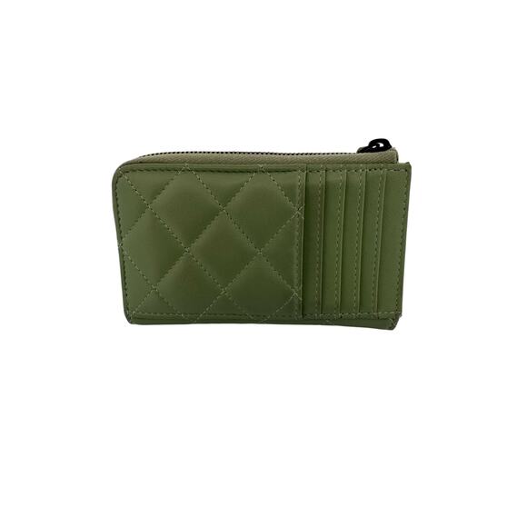 Chanel Quilted Lambskin Zip Coin Purse in Sage Green with Black CC Logo - Picture 6 of 6